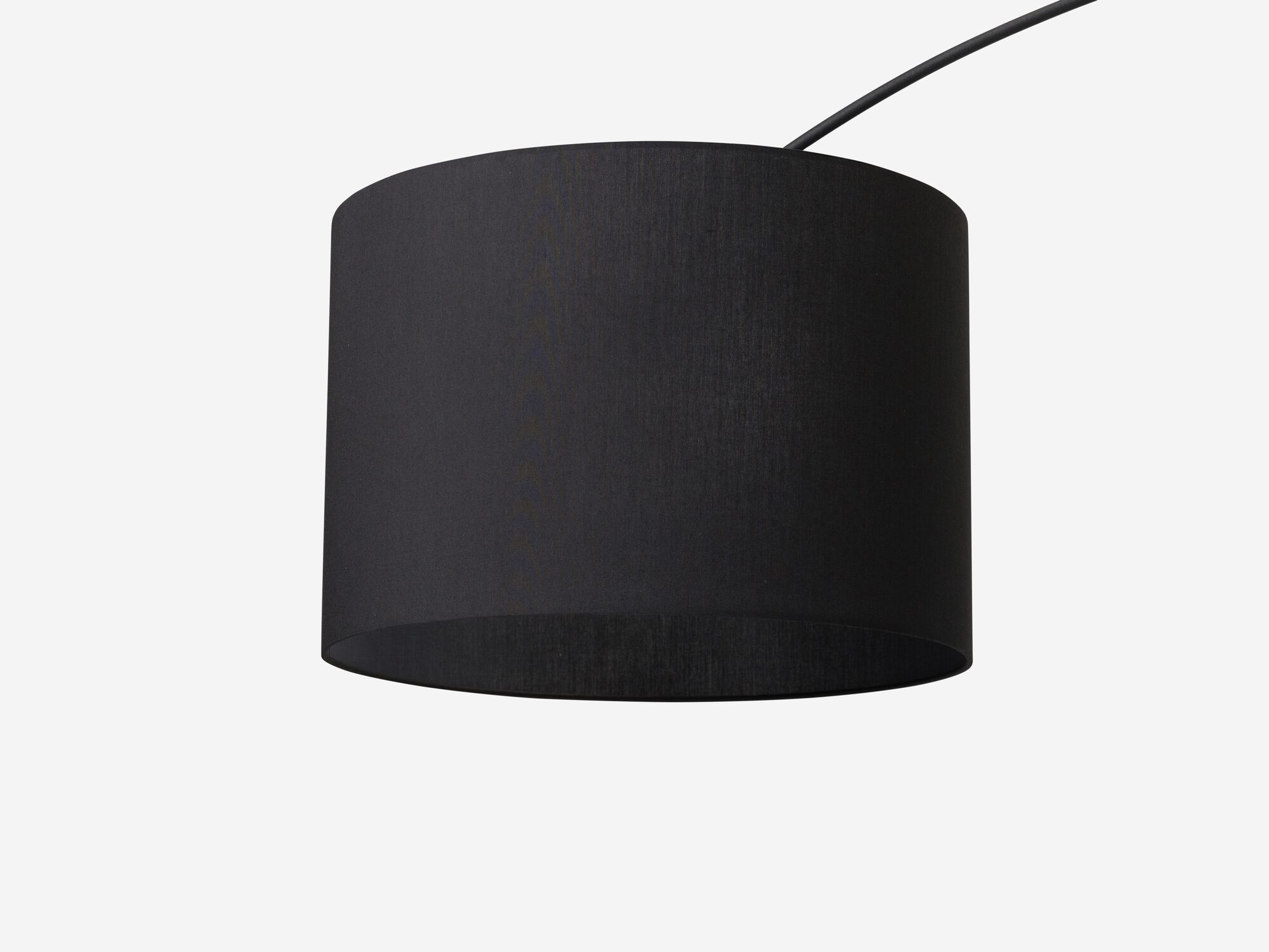 Black arc floor lamp detail view